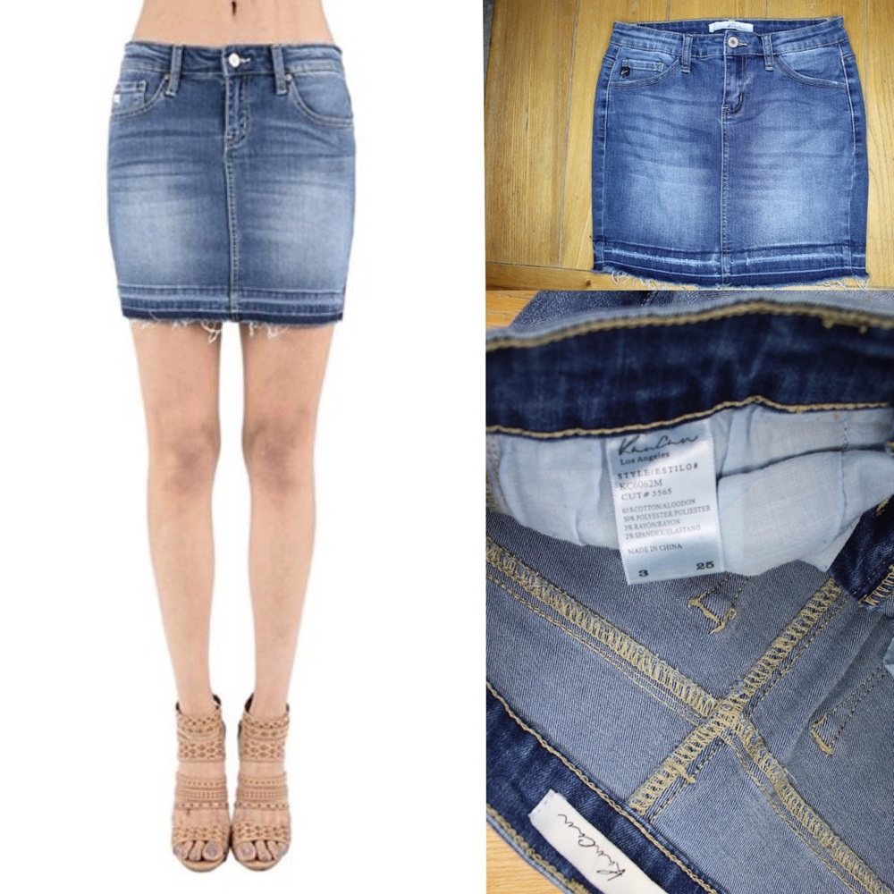 KanCan Frayed Raw Hems Mini Jean Denim Skirt 3 25 Preowned
